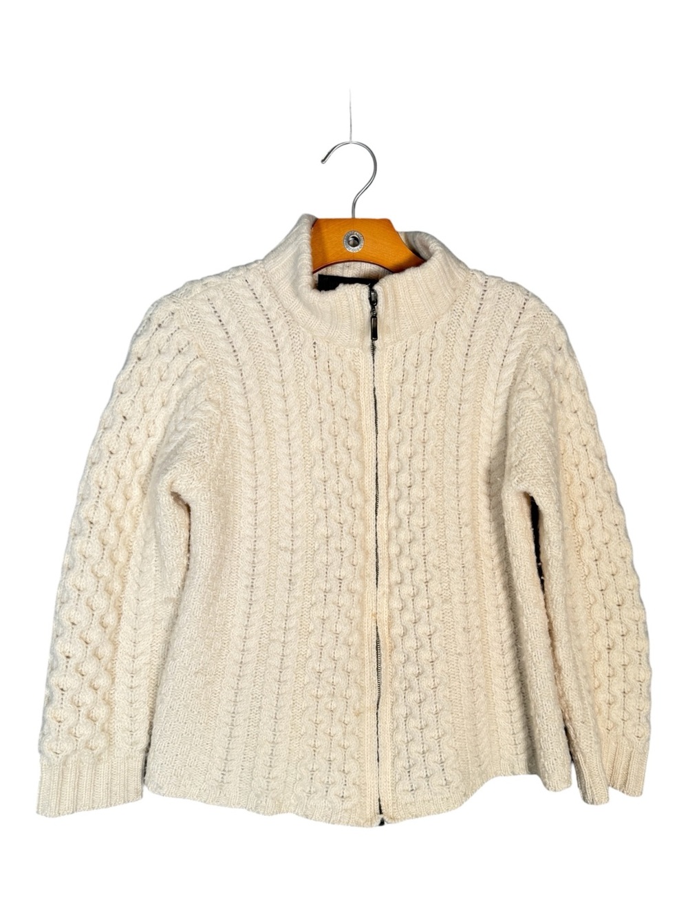 Inis Crafts 100% merino wool cardigan sweater fisherman cable knit irish m